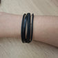 Pulsera piel negro 4 tiras