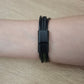 Pulsera piel negro y verde 5 tiras