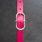 Cinturón de piel rosa 2cm hebilla ocho plata vieja