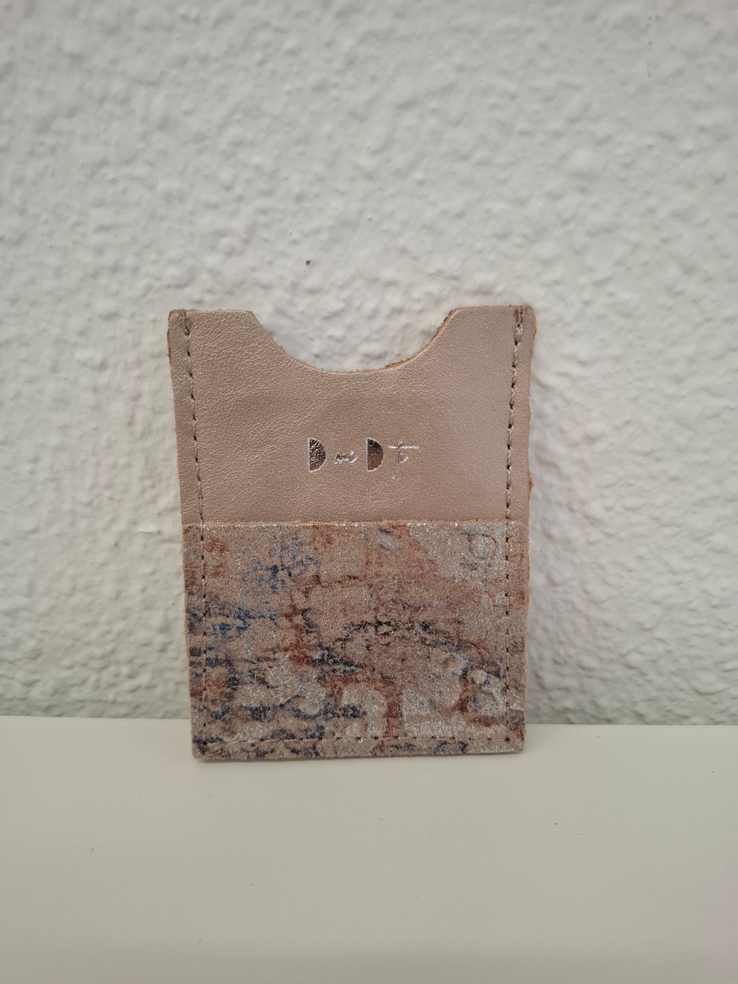 Tarjetero piel jaspeado brillo