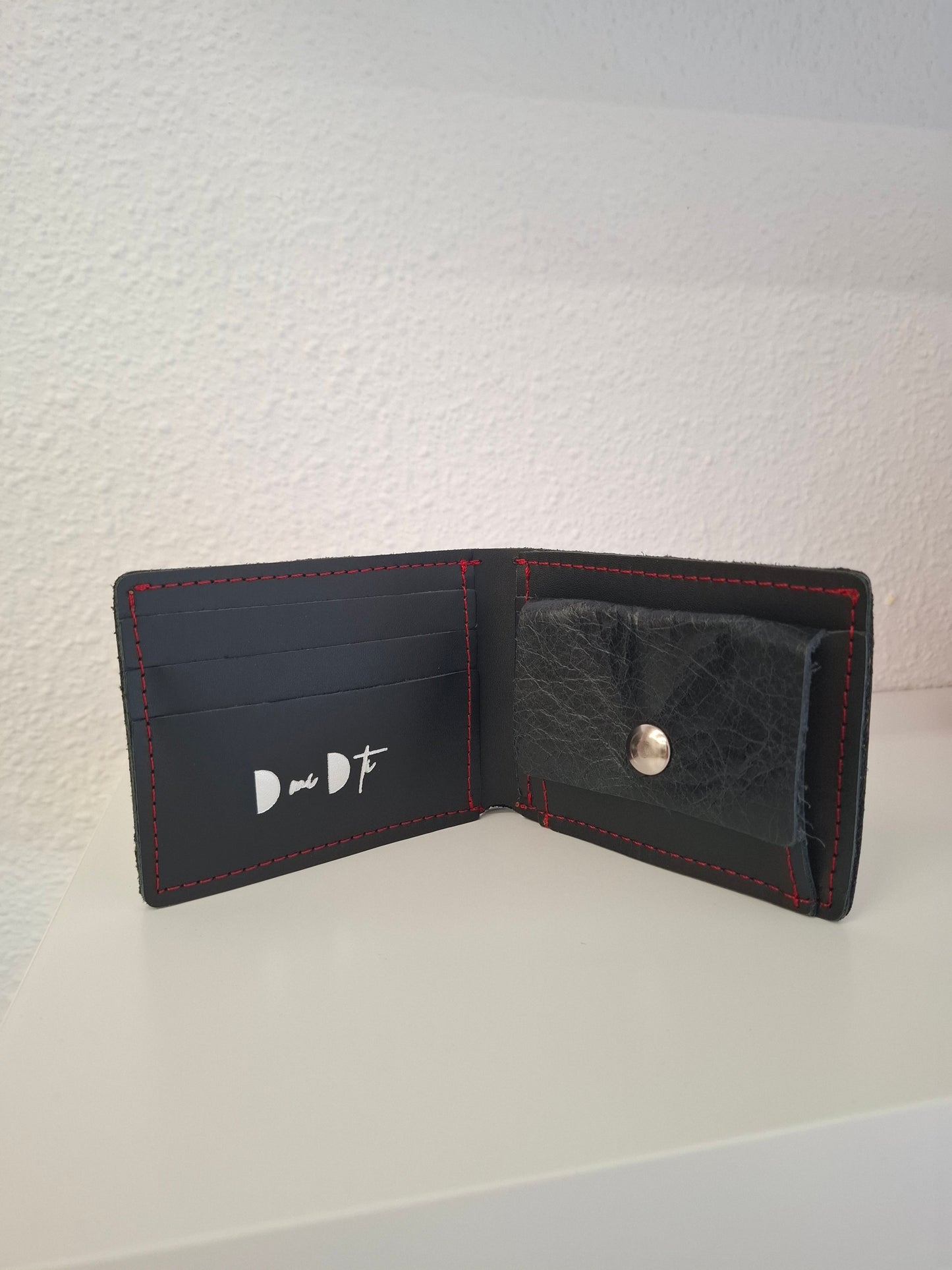 Cartera monedero hombre piel negro envejecido
