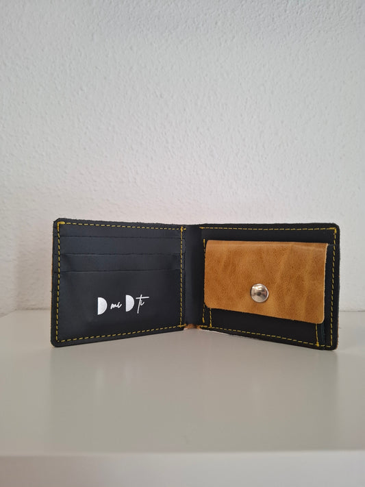 Cartera hombre piel amarillo envejecido