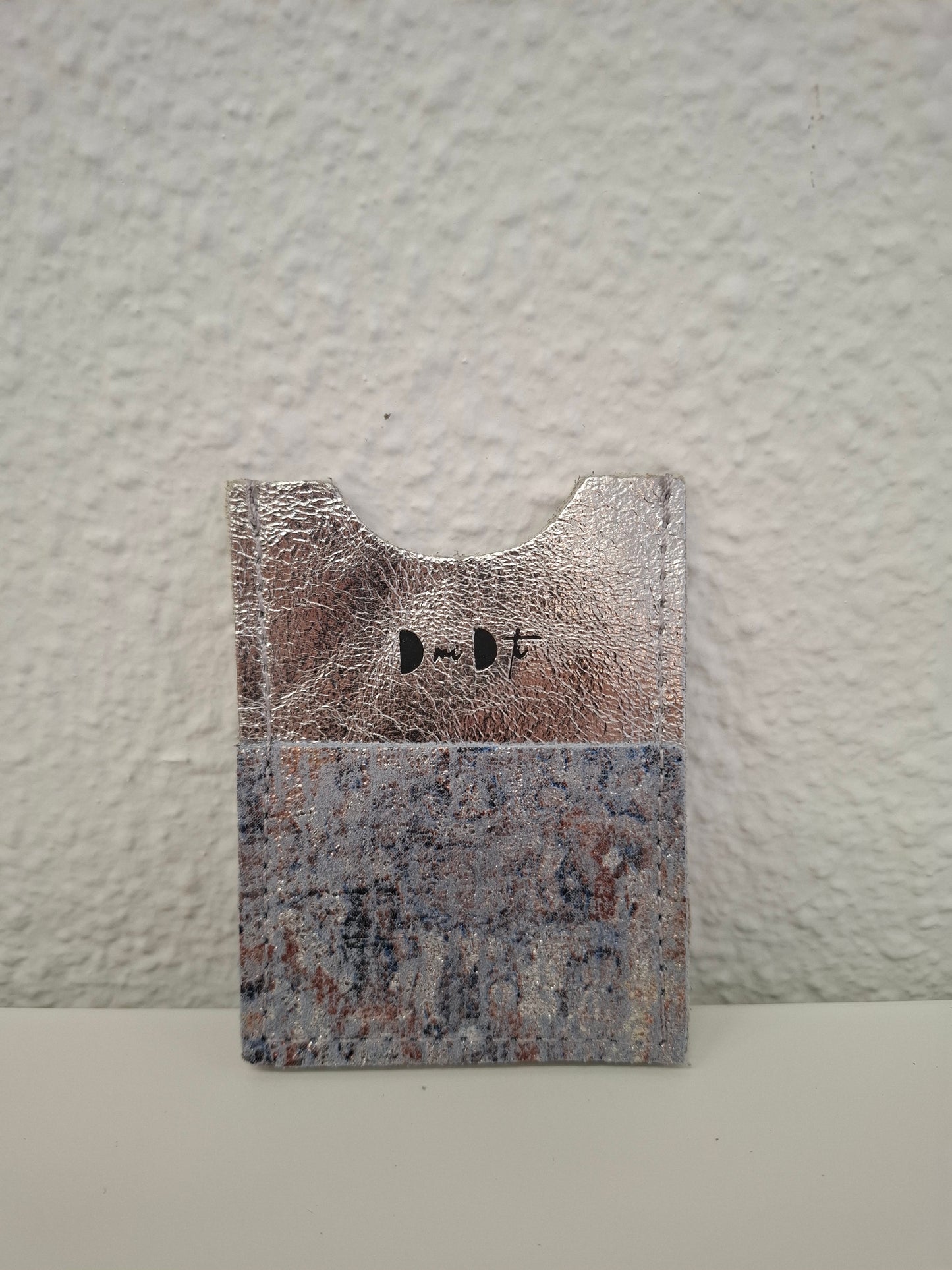 Tarjetero piel jaspeado brillo