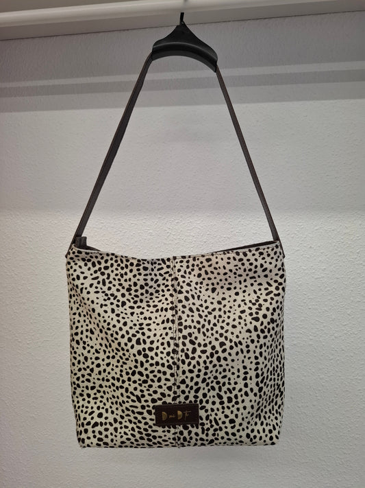 Bolso IGUÑA piel con pelo dálmata marrón
