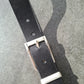 Cinturón hombre de piel negro 3cm hebilla plata vieja