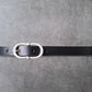 Cinturón de piel negro 2cm hebilla ocho plata vieja