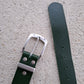 Cinturón hombre de piel verde 4cm hebilla plata vieja