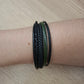 Pulsera piel negro y verde 5 tiras