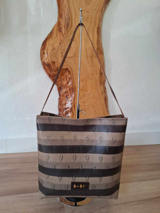 Bolso IGUÑA piel caballitos de mar y piel marrón envejecida