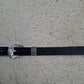 Cinturón de piel negro 1,5cm hebilla plata vieja