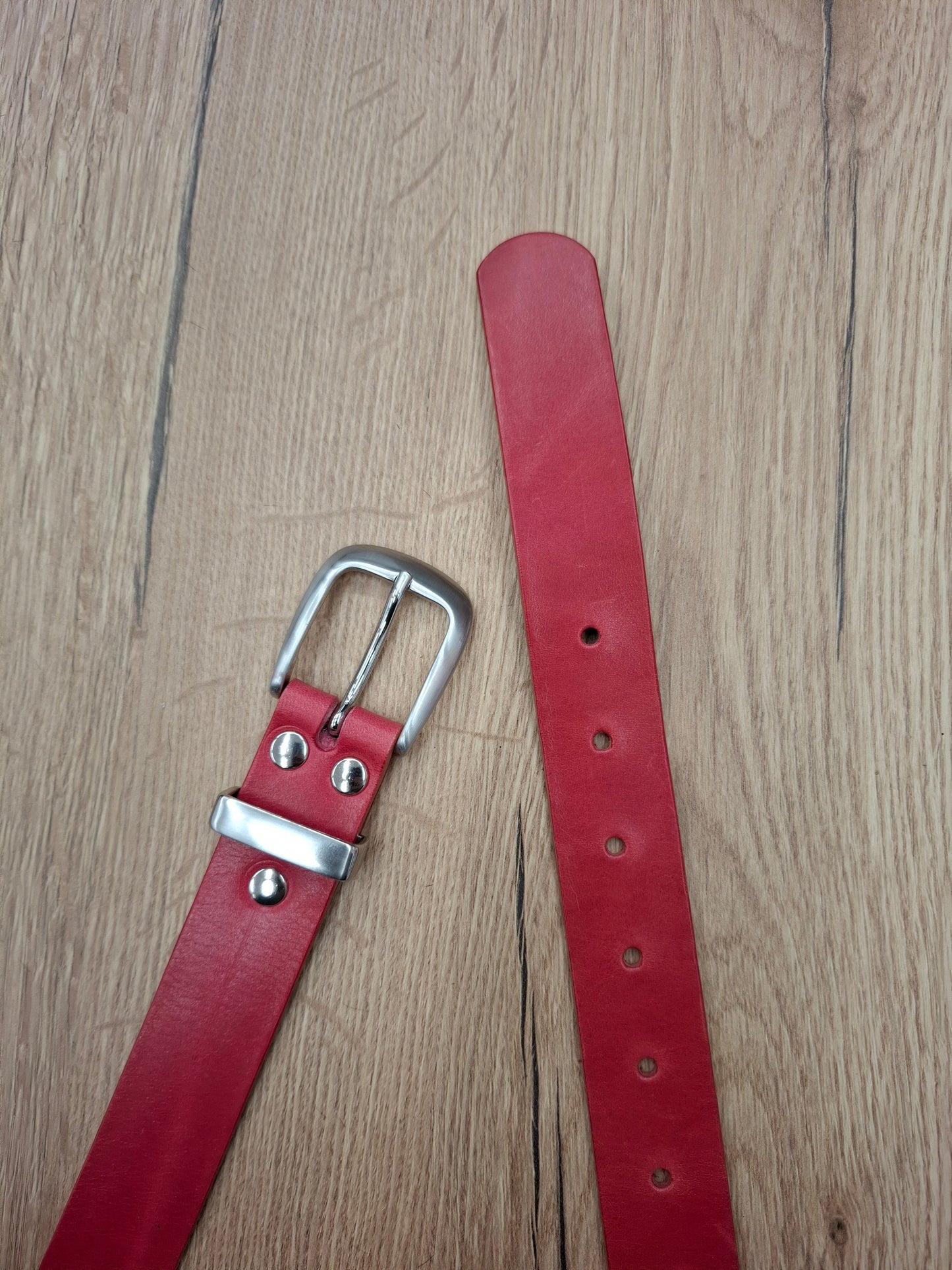 Cinturón de piel rosa 3cm hebilla plata satinada