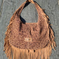 Bolso SOTO serraje flecos estampado leopardo camel