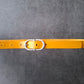Cinturón de piel amarillo 2cm hebilla ocho plata vieja