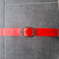 Cinturón de piel rojo 4cm hebilla oro viejo puntos