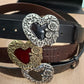 Cinturón de piel 4cm hebilla corazón