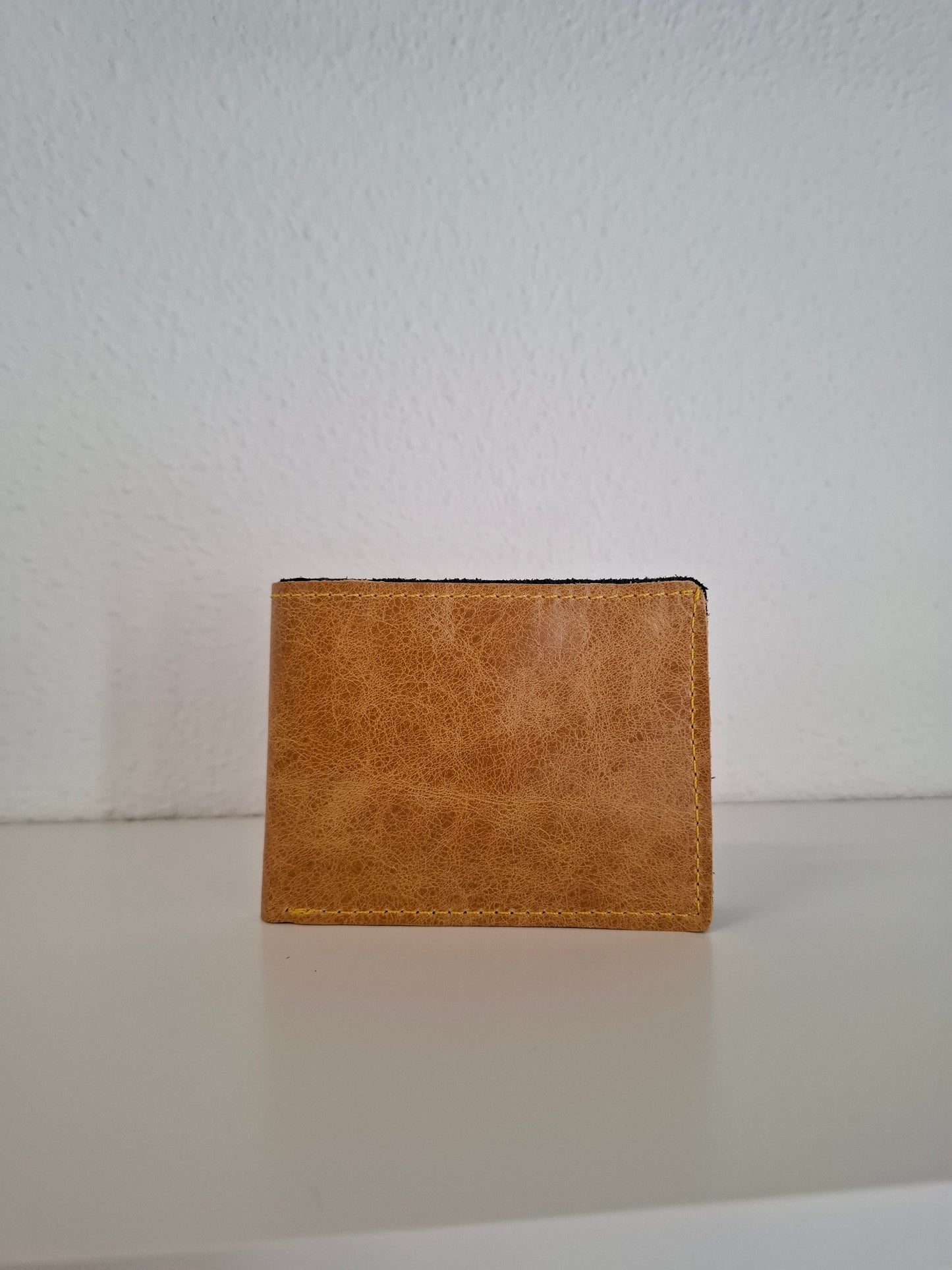 Cartera hombre piel amarillo envejecido