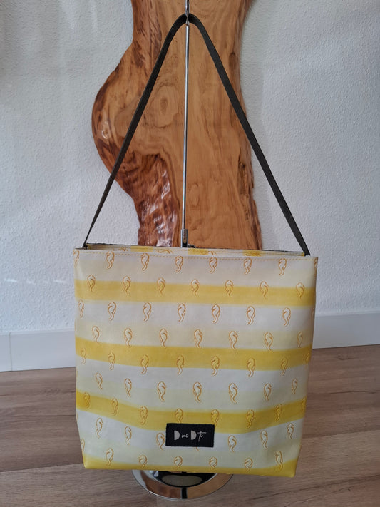 Bolso IGUÑA piel caballitos de mar amarillo y negro