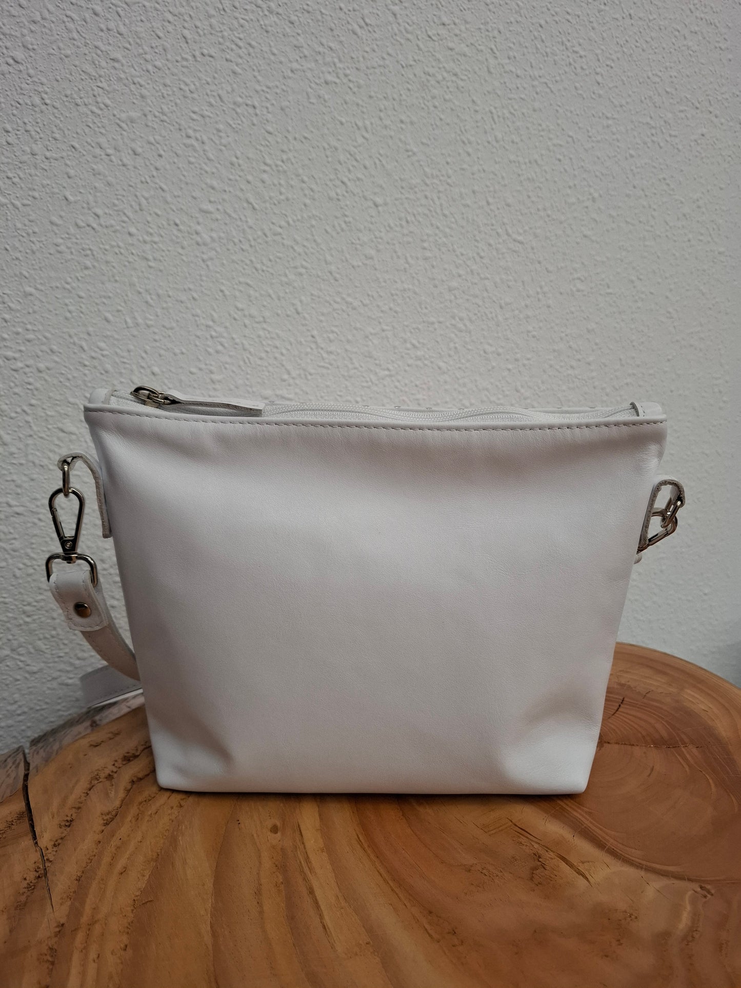Bolso bandolera YERA piel blanco puntos relieve