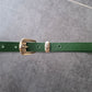 Cinturón de piel verde 2cm hebilla oro viejo