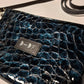 Bolso bandolera DOBRA piel escama azul brillo y negro