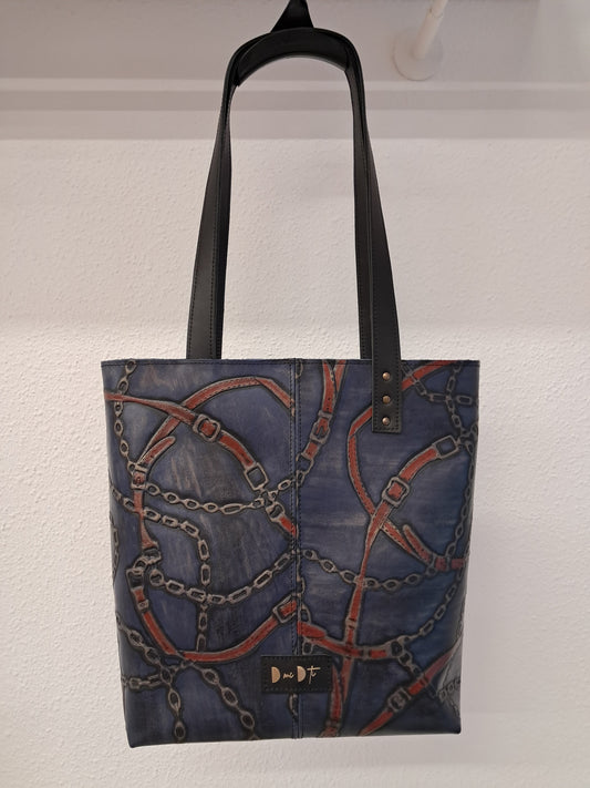 Bolso RAOS piel azul correas caballos