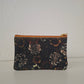 Monedero de piel flores negro marrón