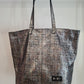 Bolso shopper VEGA XL piel jaspeado brillo negro y plata