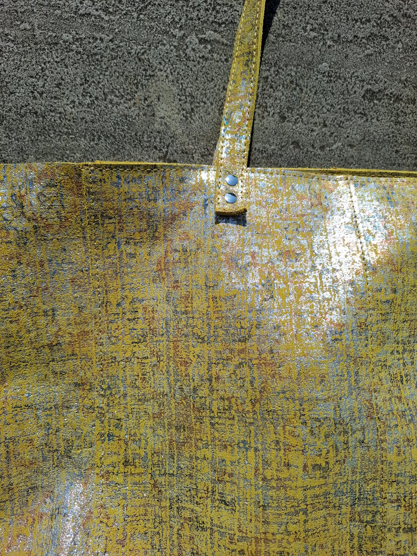 Bolso shopper VEGA XL piel jaspeado amarillo y plata