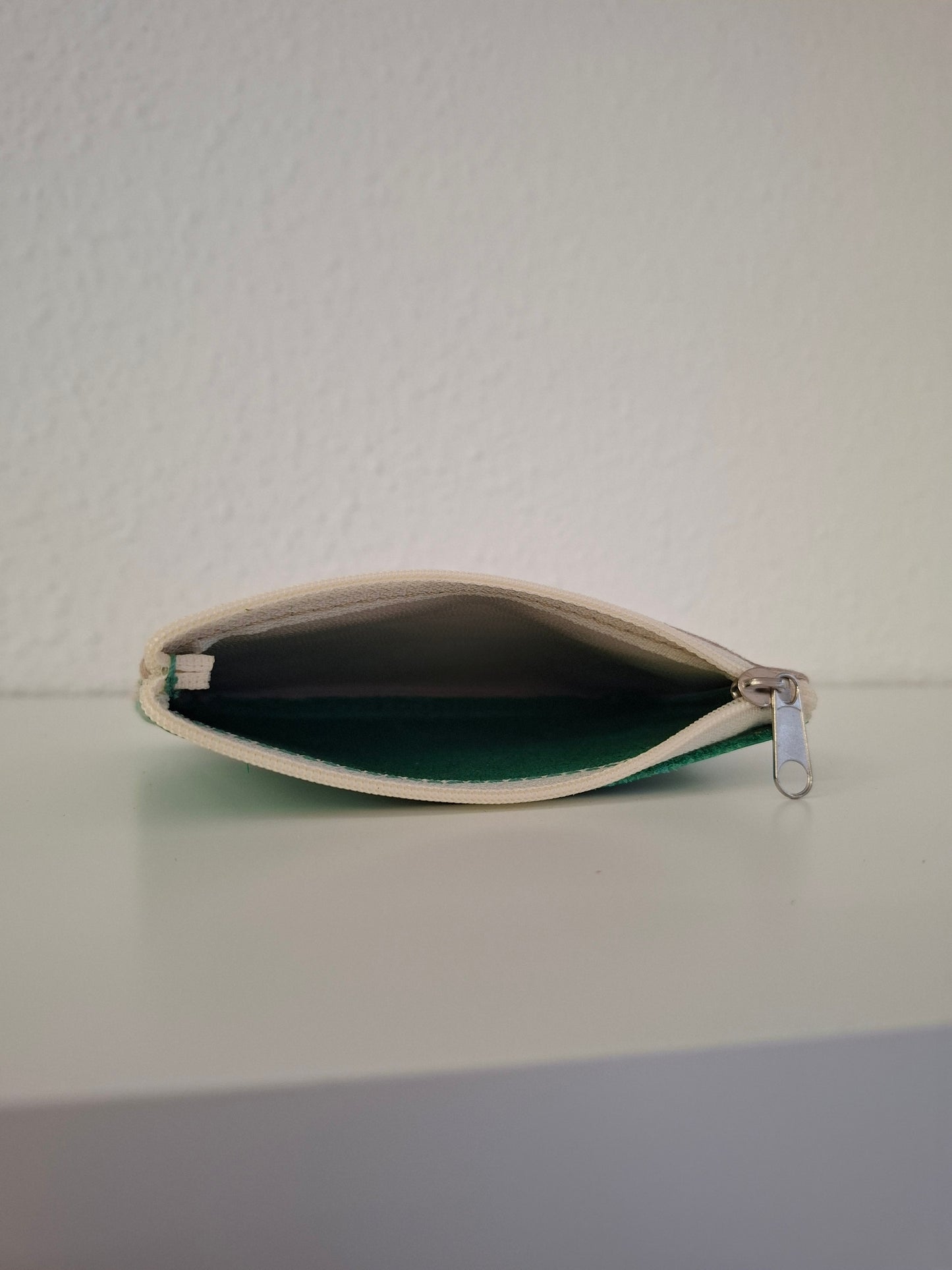 Monedero de piel flores beige