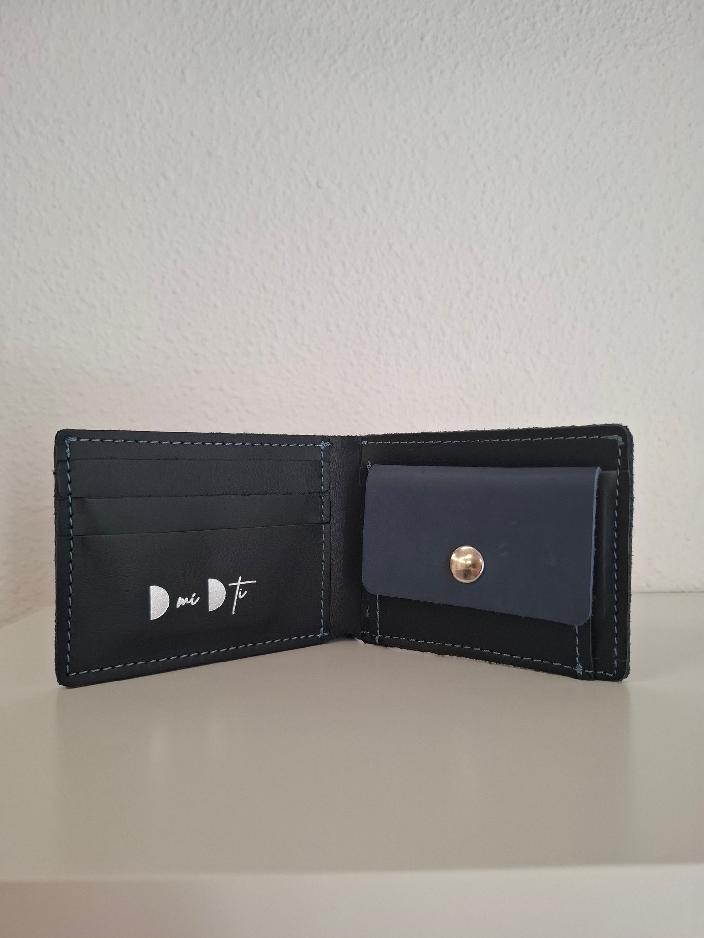 Cartera hombre piel azul