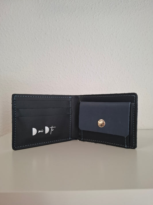 Cartera hombre piel azul