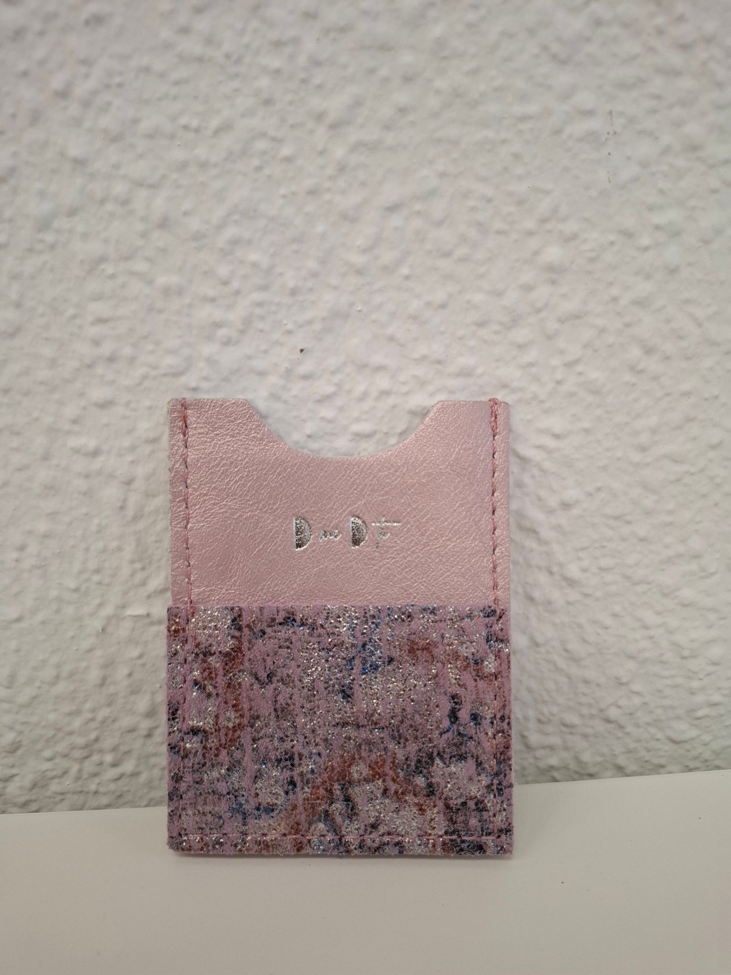Tarjetero piel jaspeado brillo