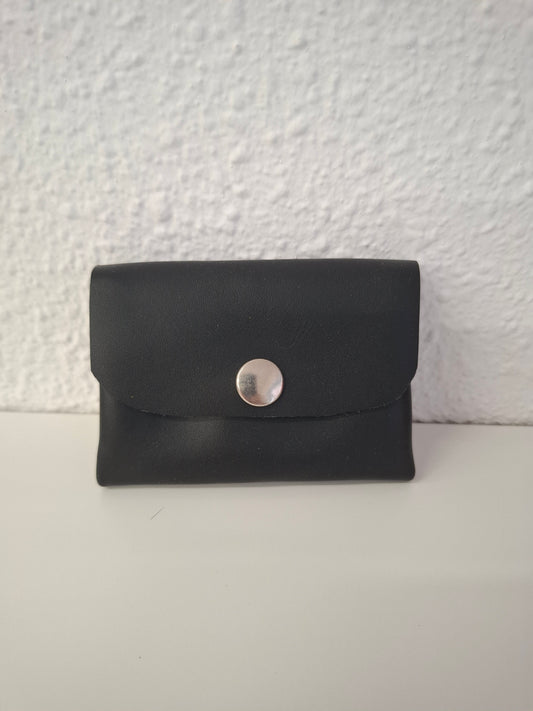 Monedero corchete piel lisa negro