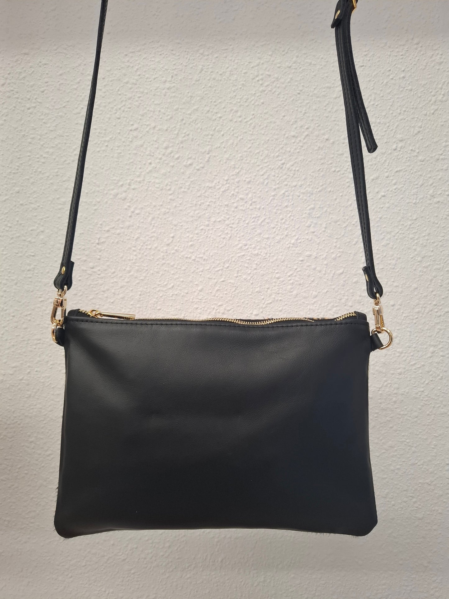 Bolso bandolera DOBRA piel con pelo dálmata marrón