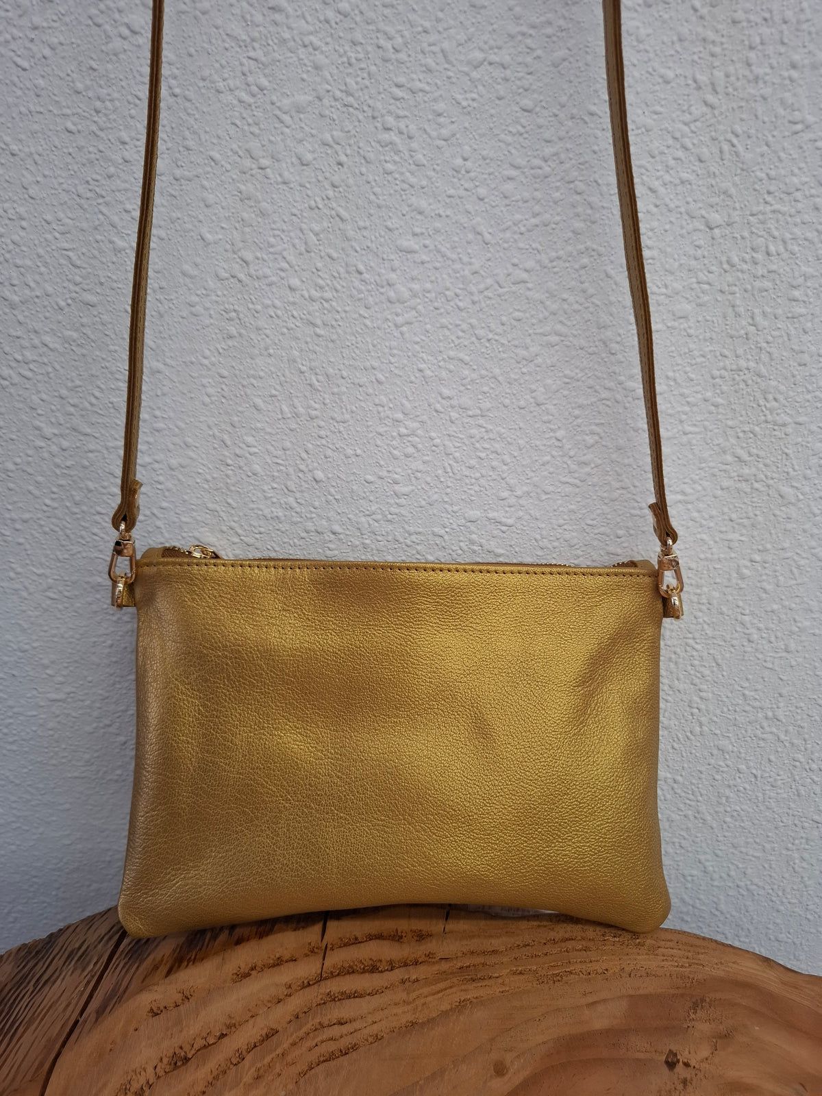 Bolso bandolera DOBRA piel oro viejo