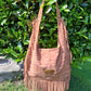 Bolso SOTO serraje flecos estampado cebra camel