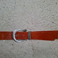 Cinturón de piel camel 3cm hebilla serpiente plata vieja