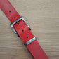 Cinturón hombre de piel rojo 3,5cm hebilla fumé satinada