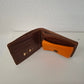 Cartera hombre piel marrón y naranja