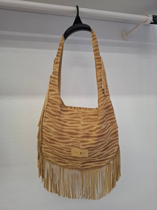 Bolso SOTO serraje flecos cebra amarillo