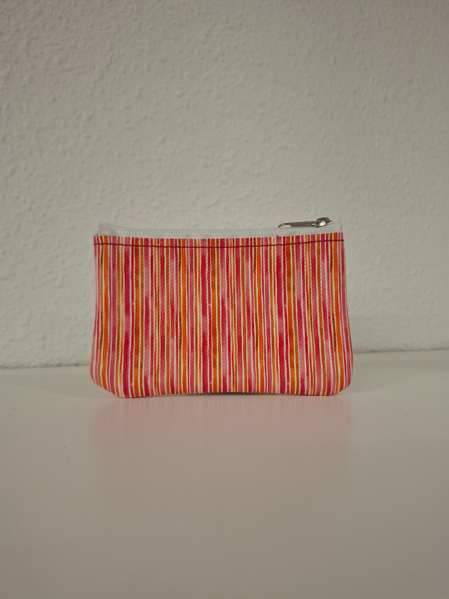 Monedero de piel rayas rosa y naranja