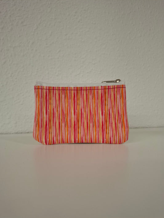 Monedero de piel rayas rosa y naranja