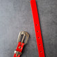 Cinturón de piel rojo 2cm hebilla oro viejo
