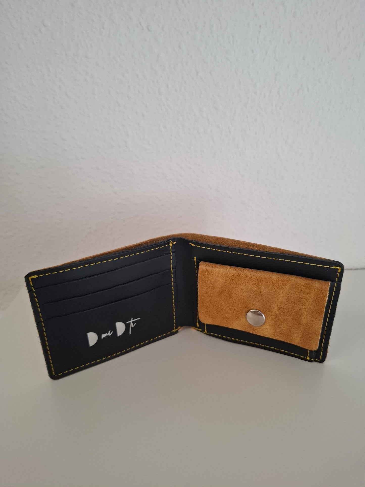 Cartera hombre piel amarillo envejecido