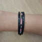 Pulsera piel de serpiente con abalorios rosa y negro