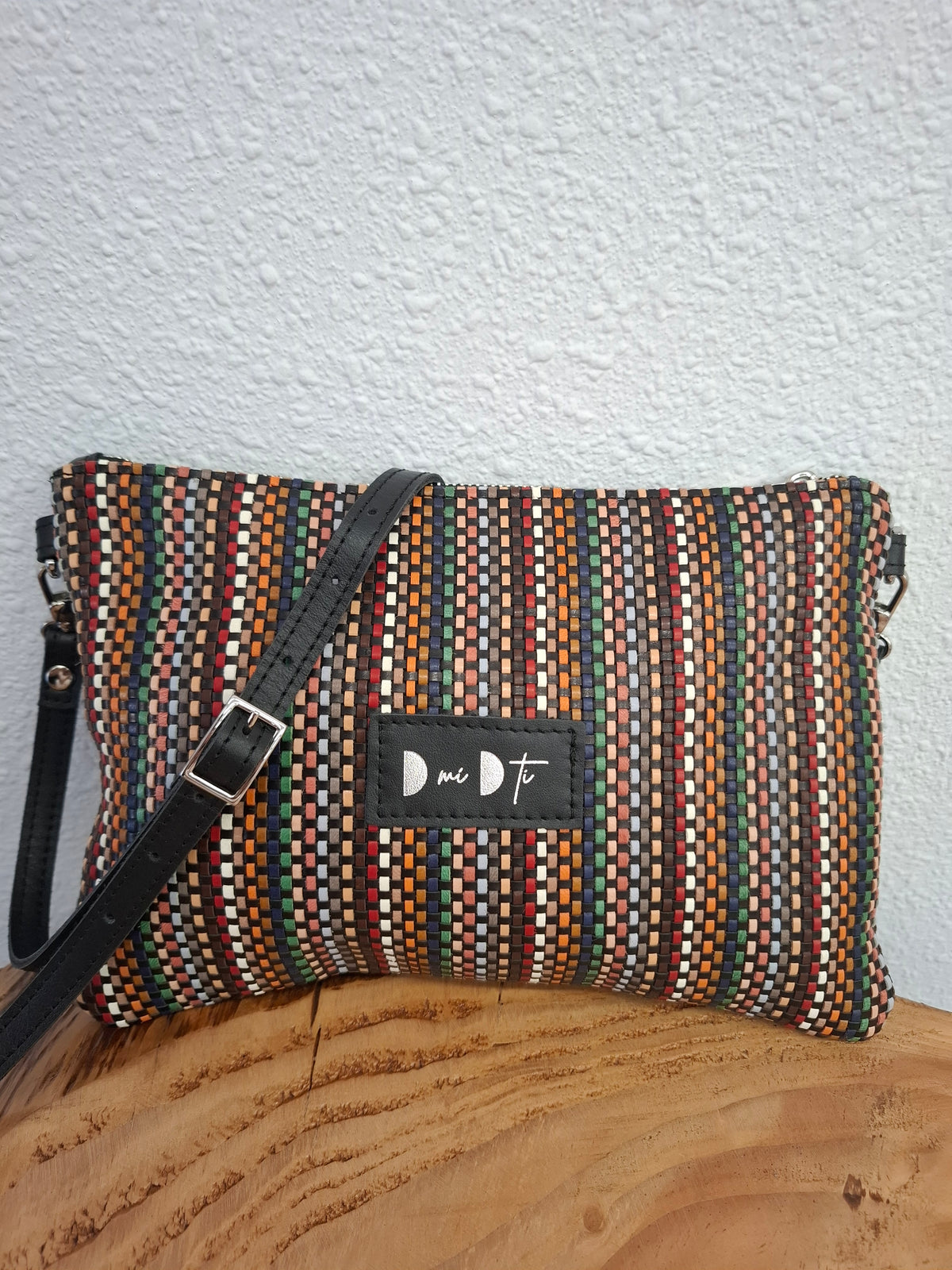 Bolso bandolera DOBRA piel entramado colores