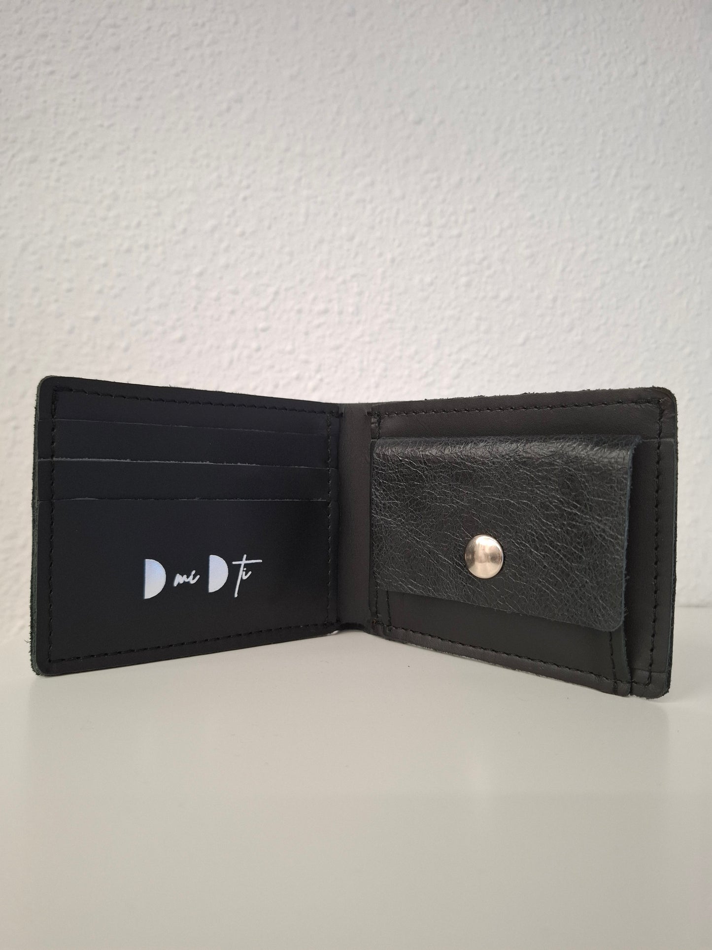 Cartera hombre piel negro envejecido