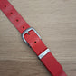 Cinturón de piel rojo 3cm hebilla plata satinada
