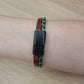 Pulsera piel marrón, verde y negro