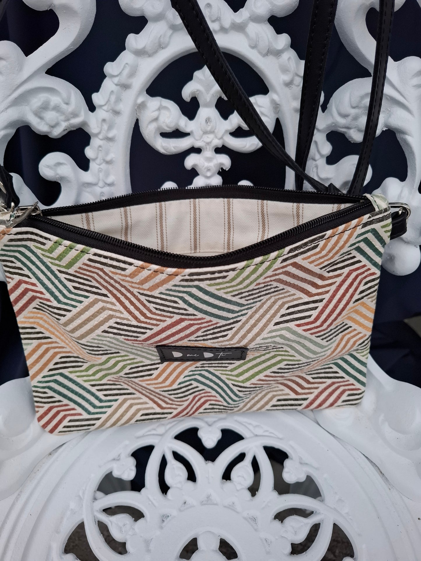 Bolso bandolera DOBRA piel estampado trenzado colores